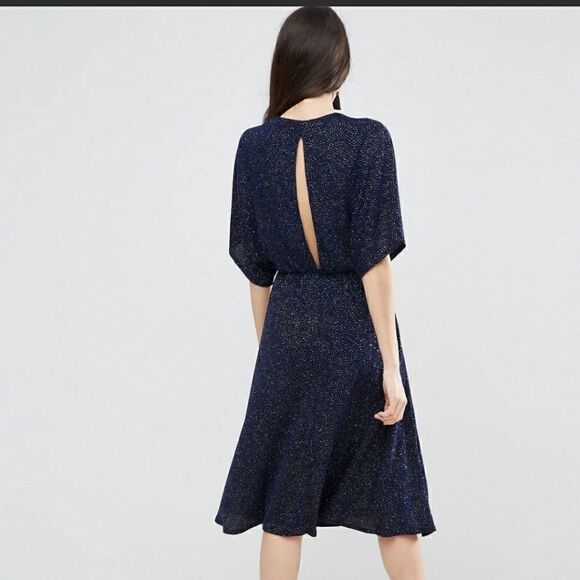 ASOS navy blue glitter plunge dress - Picture 12 of 12